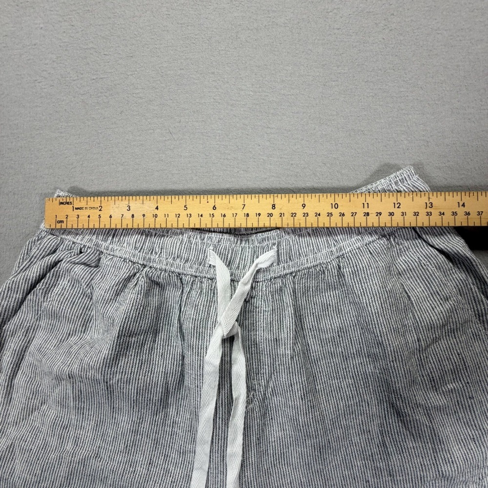 Briggs Womens Pants Wide Leg Blue White Striped Linen Blend Drawstring Size M - Picture 4 of 9